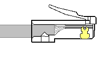 Коннектор с кабелем внутри после обжима